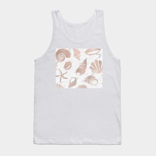 Rose gold South Pacific sea shells - white marble Tank Top